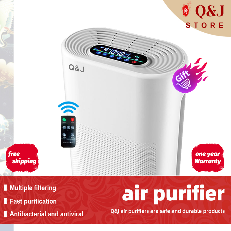 [Local Warranty] Q&J Large Air Purifier Dust Sensor Air Quality Composite Filter Removal Formaldehyde Negative Ion Sterilization Portable Air Purifier For Home Air Purifier Mini Necklace Ecoheal Ionic